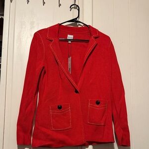 NIC+ZOE Vibrant Red Blazer with Contrast Stitching